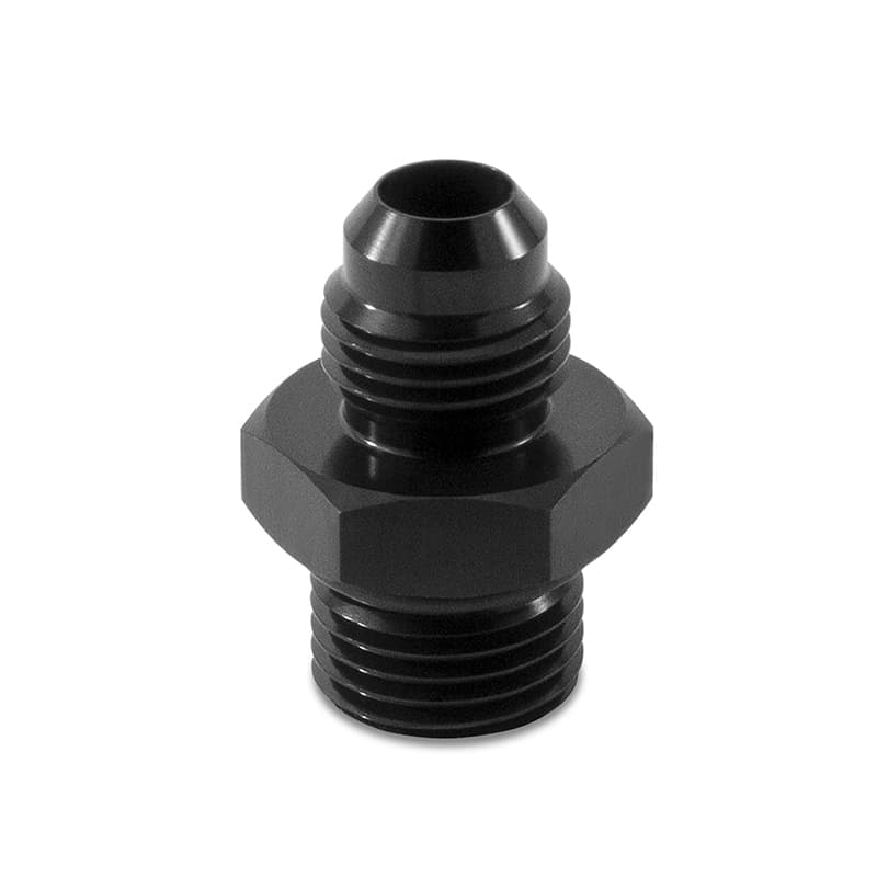 Mishimoto Aluminum M16x1.5 to -6AN Fitting with Viton O-Ring, Black Anodized