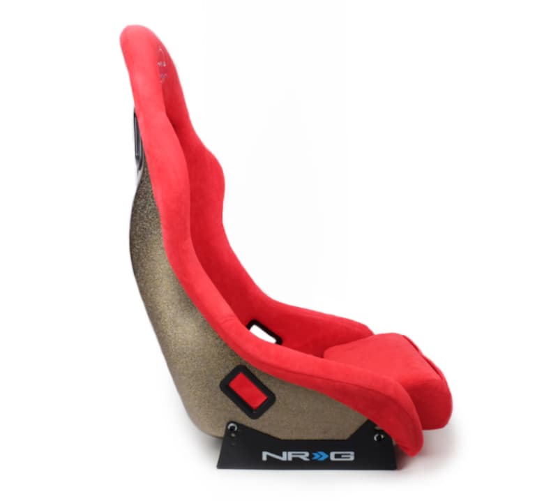 NRG FRP Bucket Seat ULTRA Edition Medium Red Alcantara Pearlized Back - Image 3