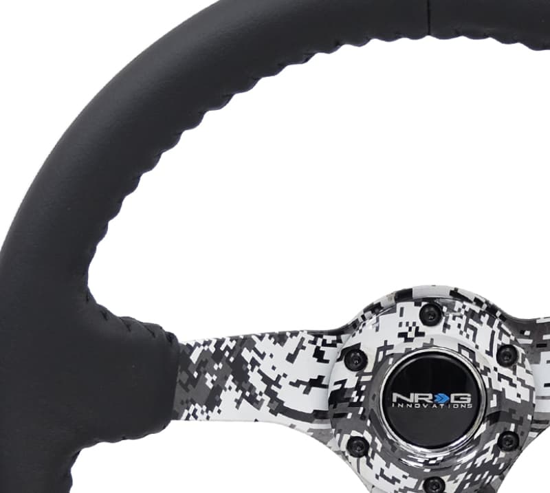 NRG Steering Wheel for Chevy C6 350mm 3in Deep Black Leather Reinforced - Image 3