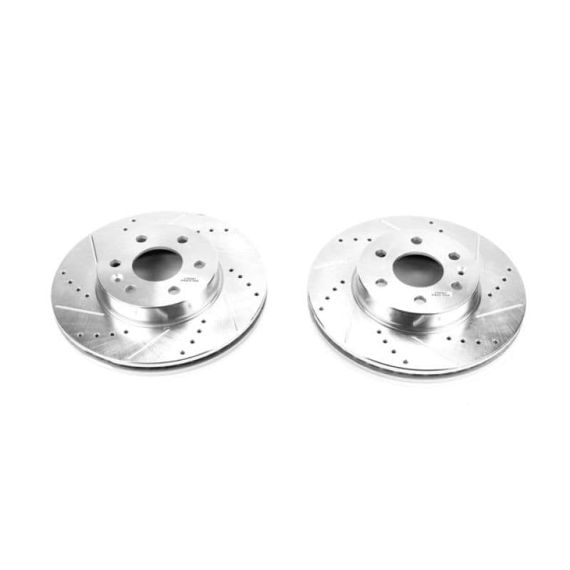 PowerStop Evolution Drilled/Slotted Rotor for OE Fit Silver Zinc Plated