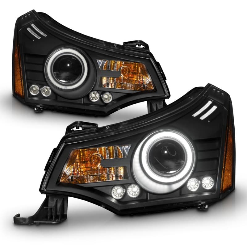 ANZO Projector Headlights with Halo Clear Lens Black Housing Pair - Image 3