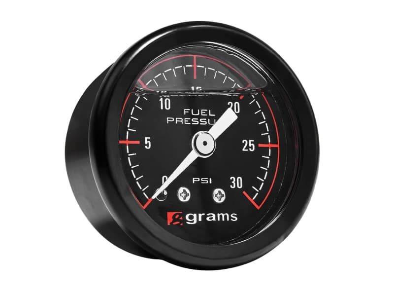 Grams Performance Fuel Pressure Gauge 0-30 PSI Glycerin Filled Matte Black St...