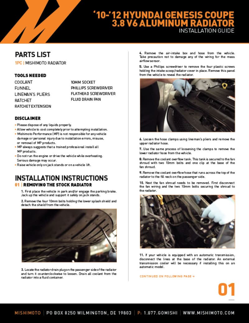 Mishimoto Aluminum Radiator for 2010-13 Hyundai Genesis Coupe V6 Performance - Image 4
