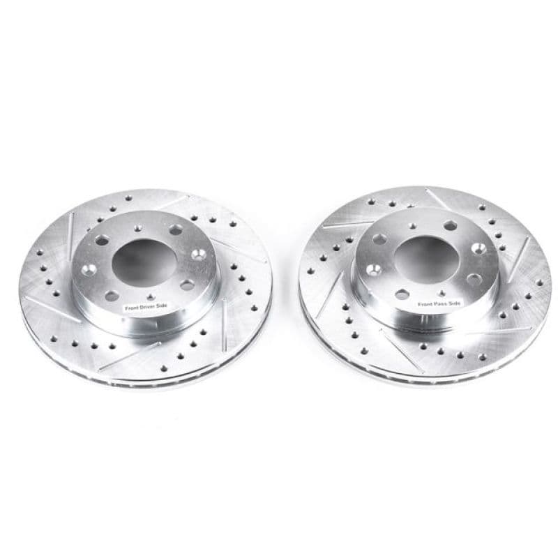 PowerStop Evolution Drilled/Slotted Rotor for OE Fit with Silver Zinc Plating
