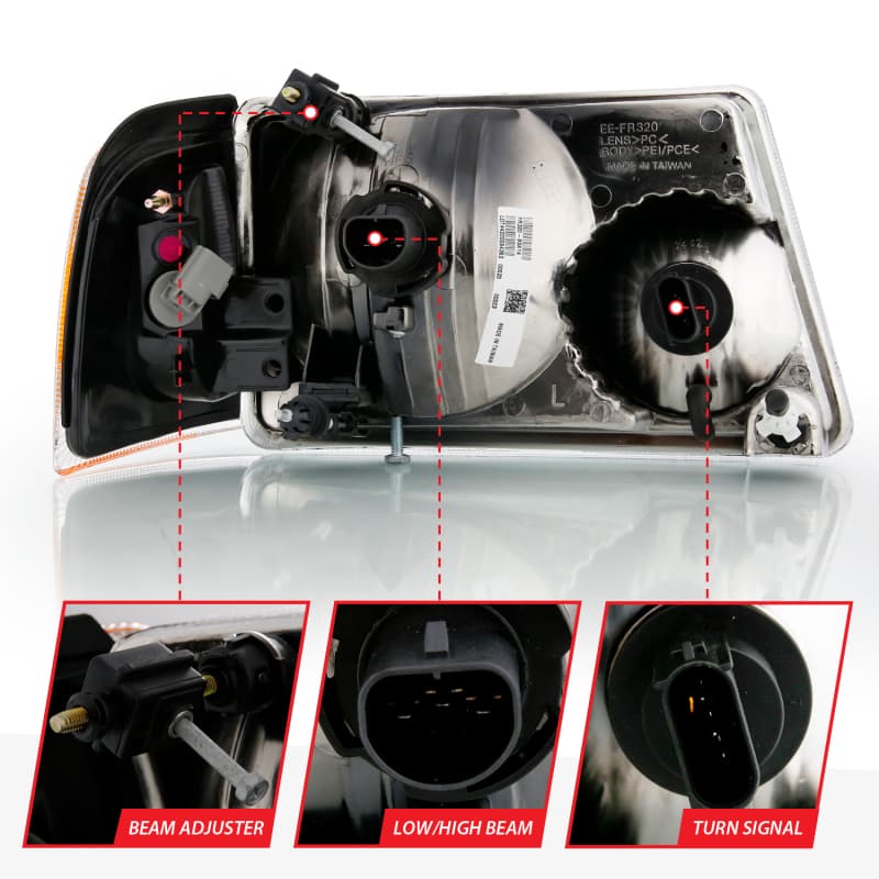 ANZO Crystal Headlights for Non HID Models Clear Lens Chrome Housing Pair - Image 5