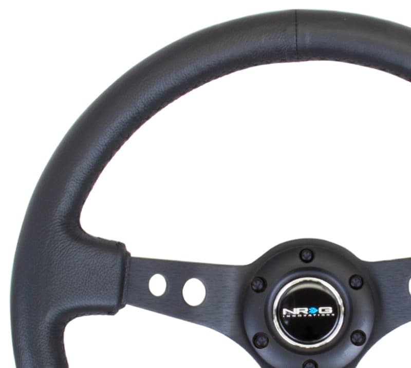 NRG Steering Wheel for Chevy C6 Reinforced 350mm Black Leather - Image 4