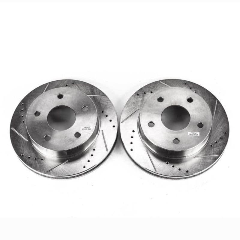 PowerStop Evolution Drilled/Slotted Rotor for OE Fit with Silver Zinc Plating