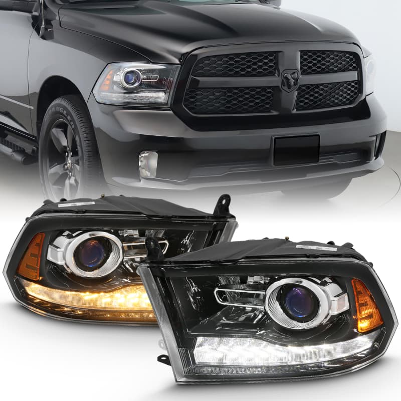 ANZO Projector Headlights for Chevy C6 G2 Halo Clear Lens Black Housing Pair