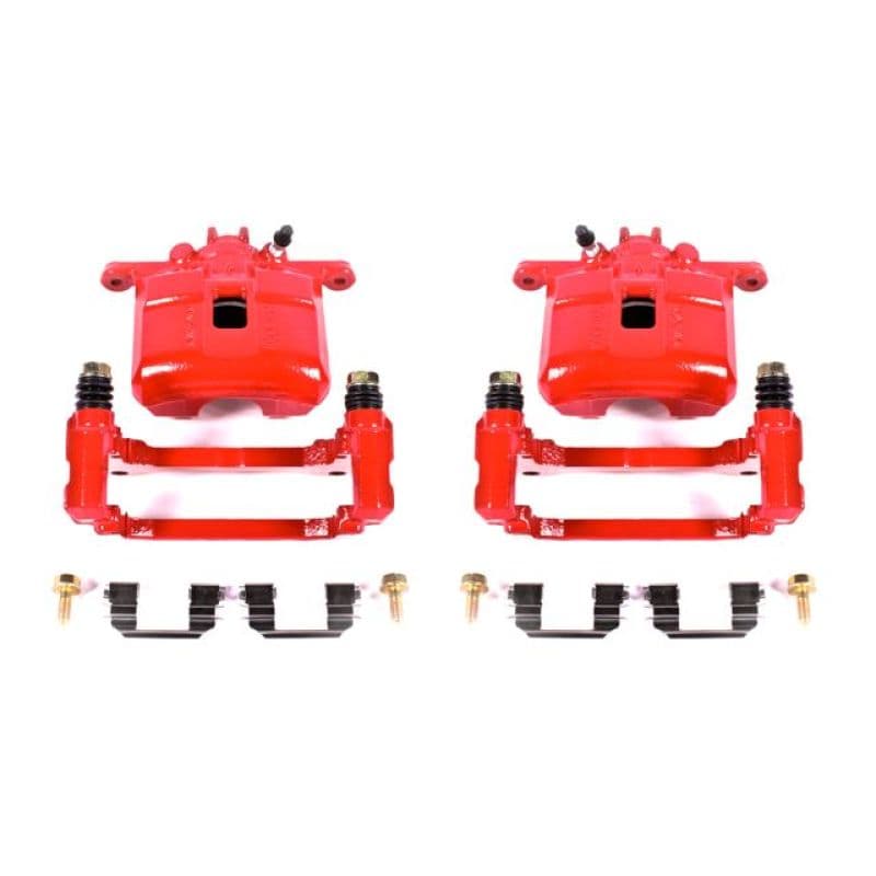 PowerStop Brake Calipers Pair Powder Coated Red High-Temperature Resistant