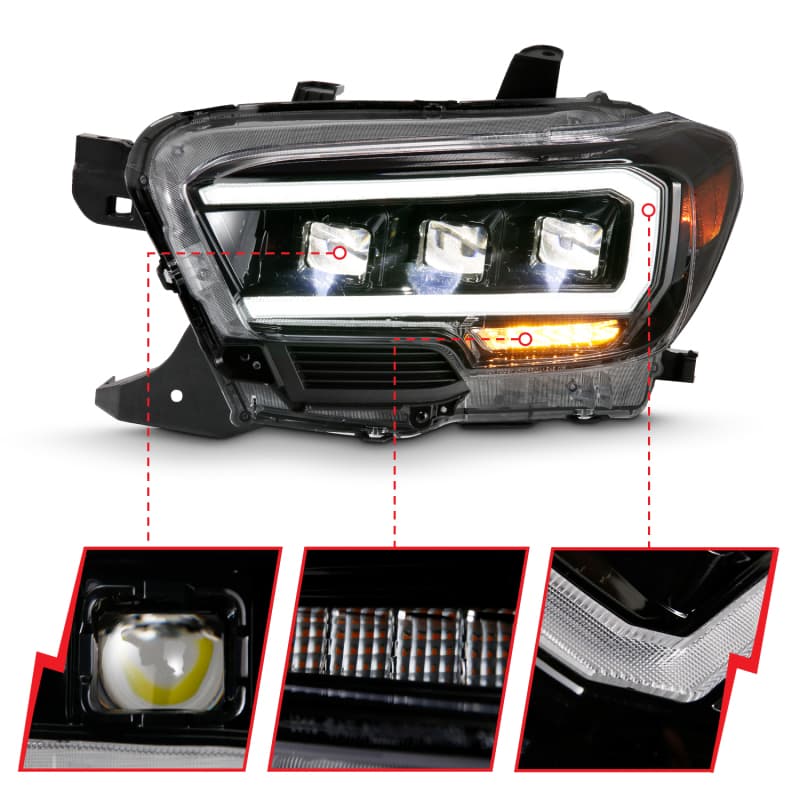 ANZO Projector Headlights for Chevy C6 Clear Lens Black Housing LED Pair - Image 4