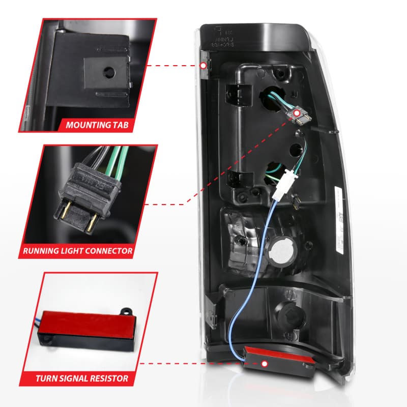 ANZO LED Taillight Assembly Pair Plank Style Clear Lens Black Housing - Image 5