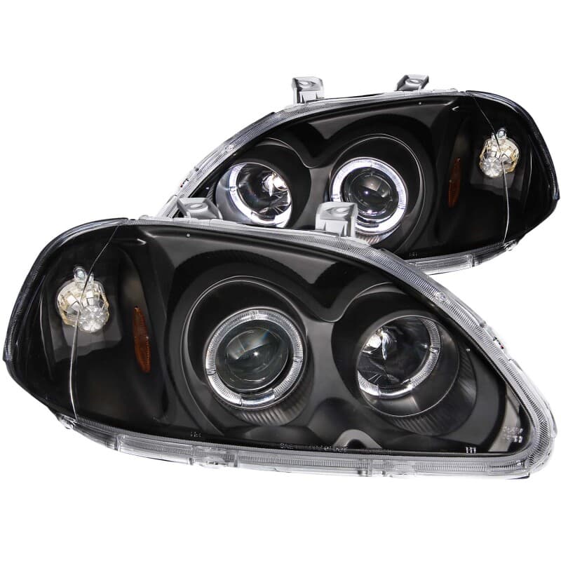 ANZO Projector Headlights for Chevy C6 Pair Clear Lens Black Housing Halo - Image 2