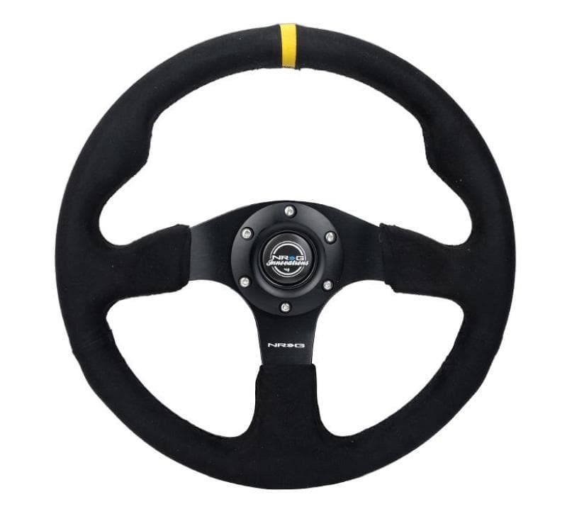 NRG Reinforced Steering Wheel 350mm Alcantara Yellow Center Black Stitch