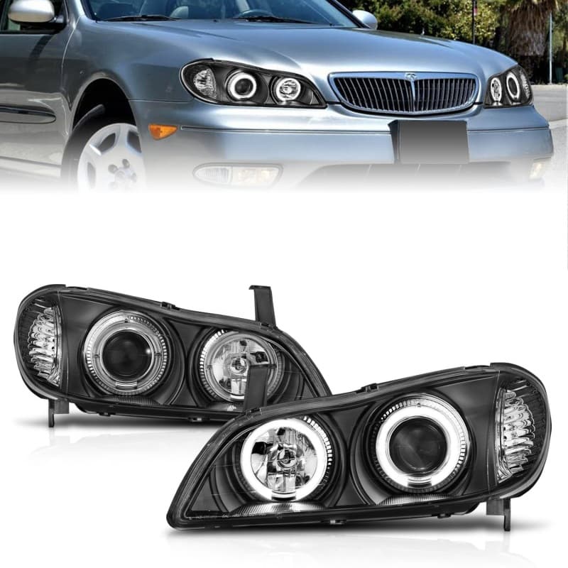 ANZO Projector Headlights for Non HID Models Pair Clear Lens Black Housing