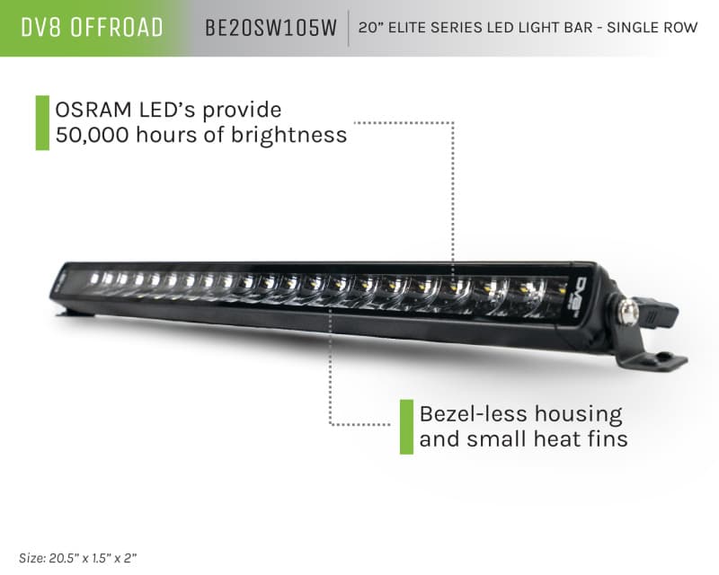 DV8 Offroad Elite Series LED Light Bar Bezel-less Housing OSRAM LEDs IP68 - Image 2