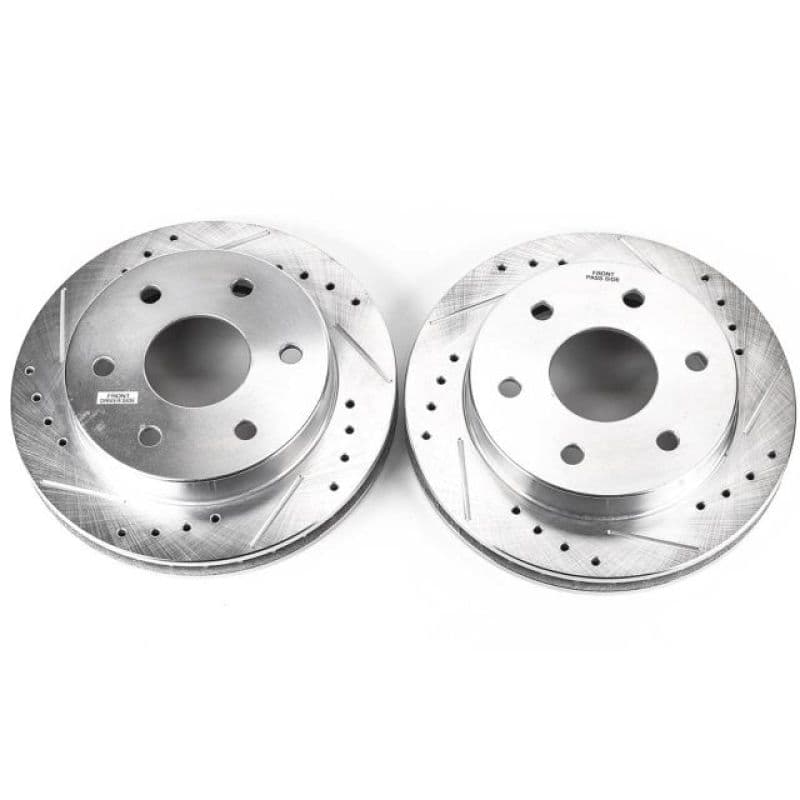 PowerStop Evolution Drilled/Slotted Brake Rotor for OE Fitment Silver Zinc Pl...