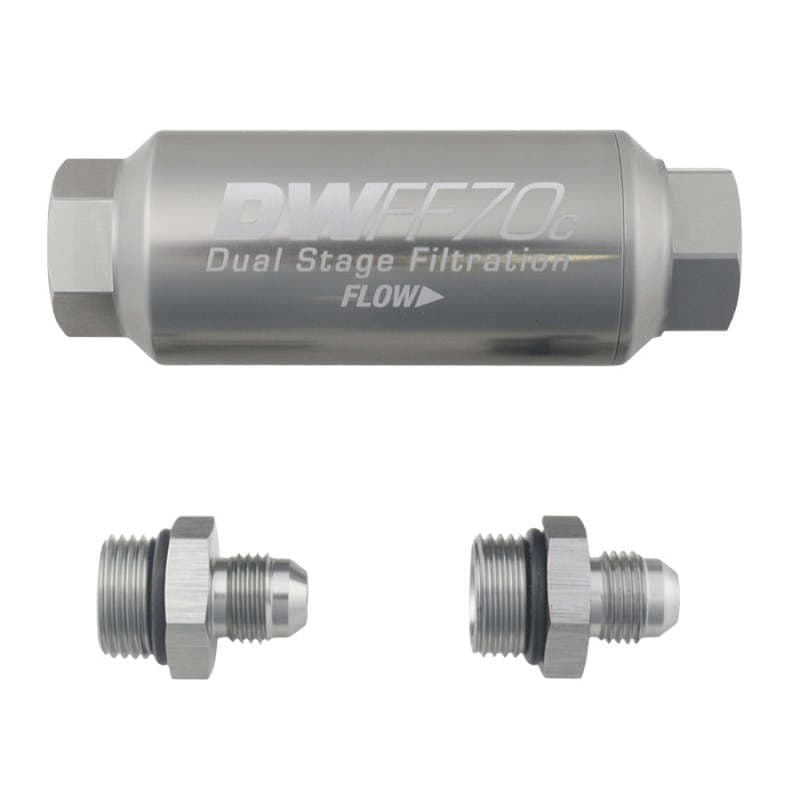 DeatschWerks Fuel Filter Kit 70mm Stainless Steel 10 Micron -6AN Universal