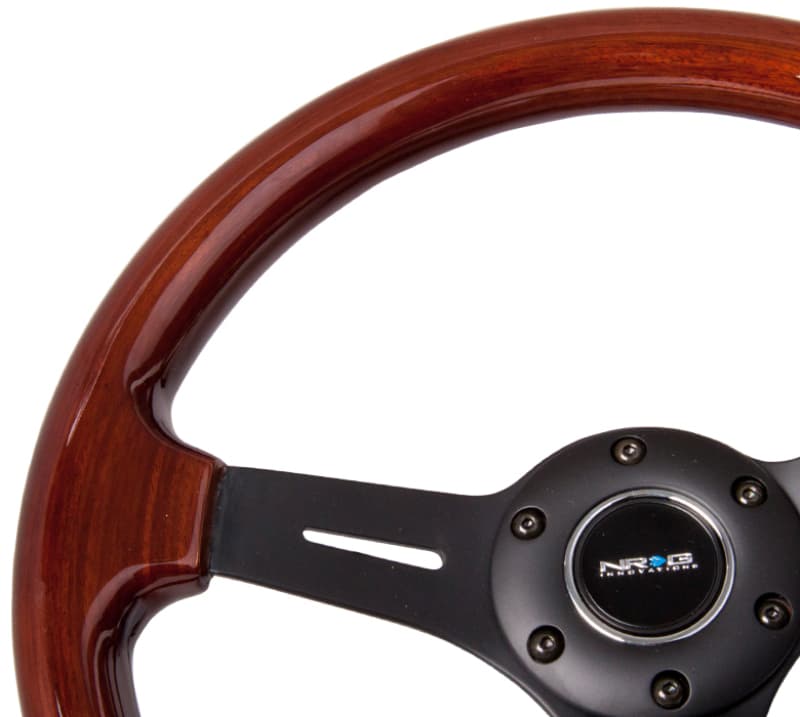 NRG Steering Wheel Classic Wood Grain 330mm Matte Black 3-Spoke - Image 3