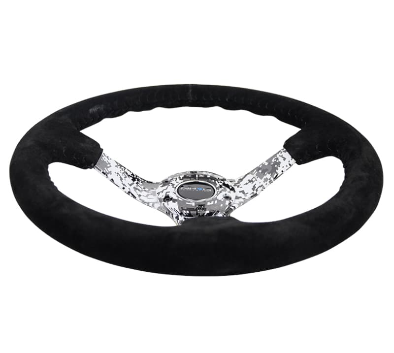 NRG Steering Wheel for Chevy C6 350mm 3in Deep Reinforced Black Suede - Image 4