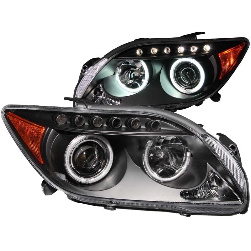 ANZO Projector Headlight Set for Chevy C6 Halo Clear Lens Black Housing Pair - Image 2