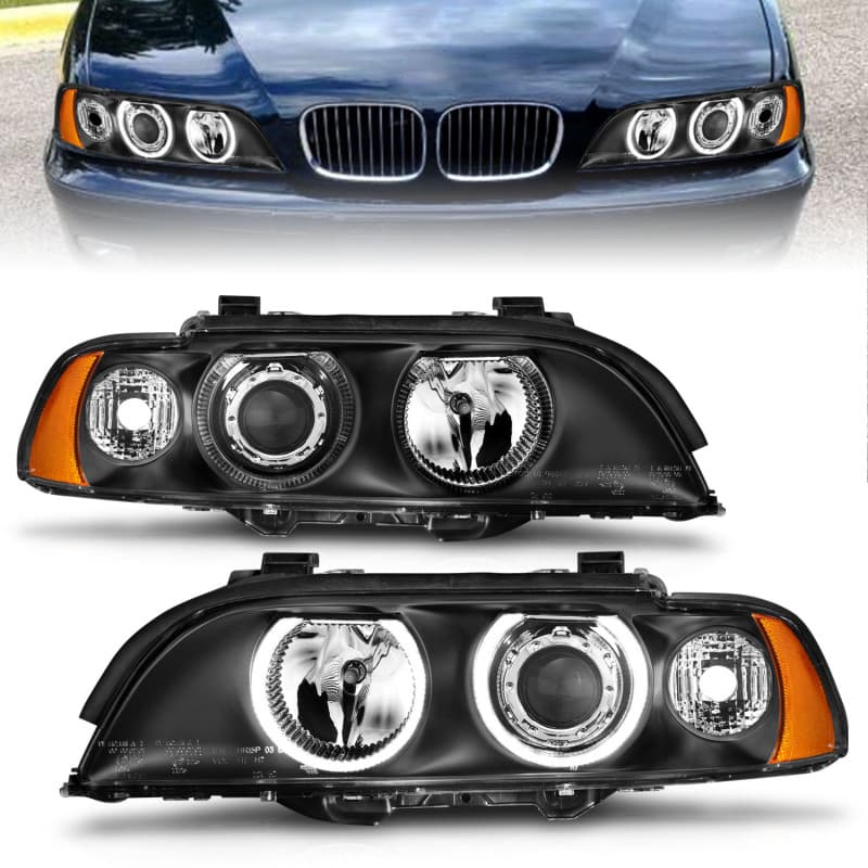 ANZO Projector Headlights for Non-XENON Models Pair Halo Clear Lens Black Hou...