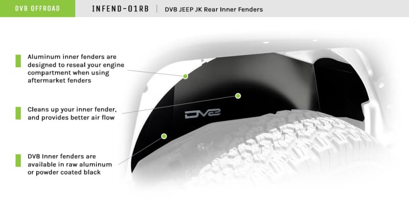DV8 Offroad Aluminum Inner Fender Liners for Offroad Vehicles with Easy Shock... - Image 5