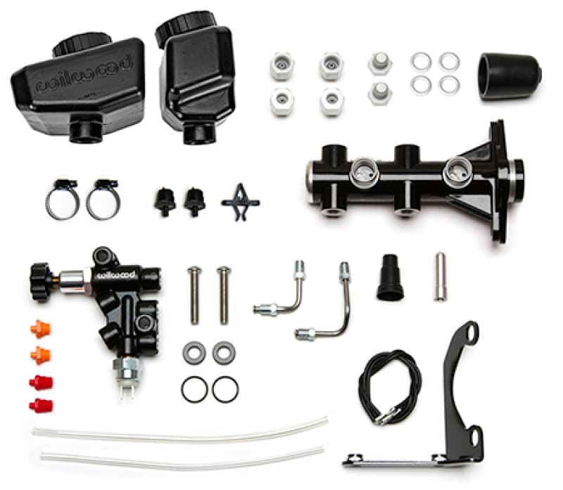 Wilwood Remote Tandem Master Cylinder Kit 1.12in Bore Black