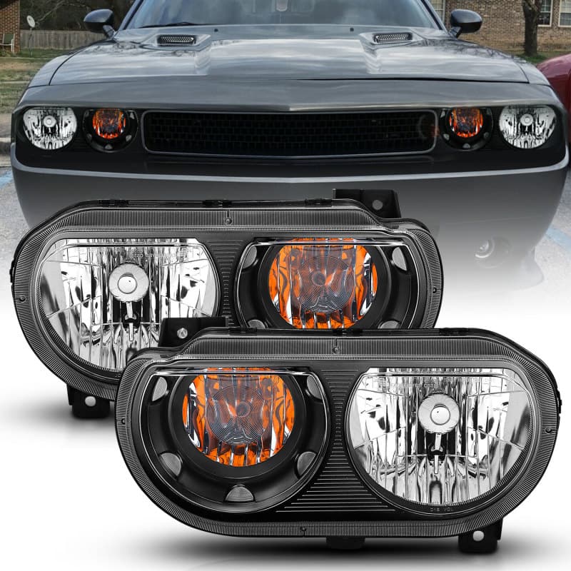 ANZO Crystal Headlights for Vehicle Clear Lens Black Housing Pair