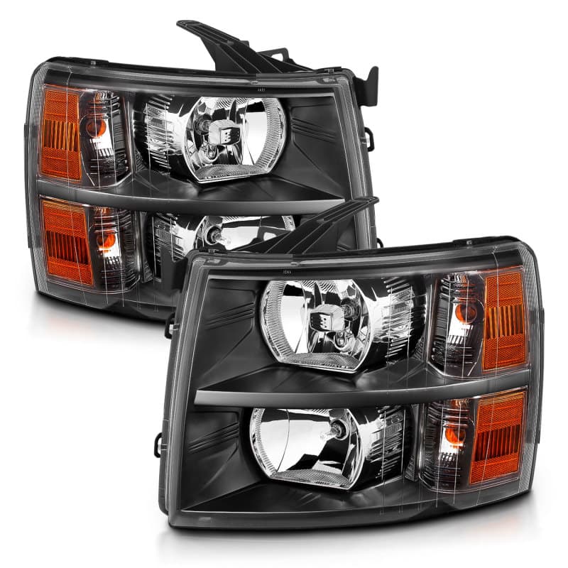 ANZO Crystal Headlights for Chevy C6 Clear Lens Black Housing Pair - Image 3