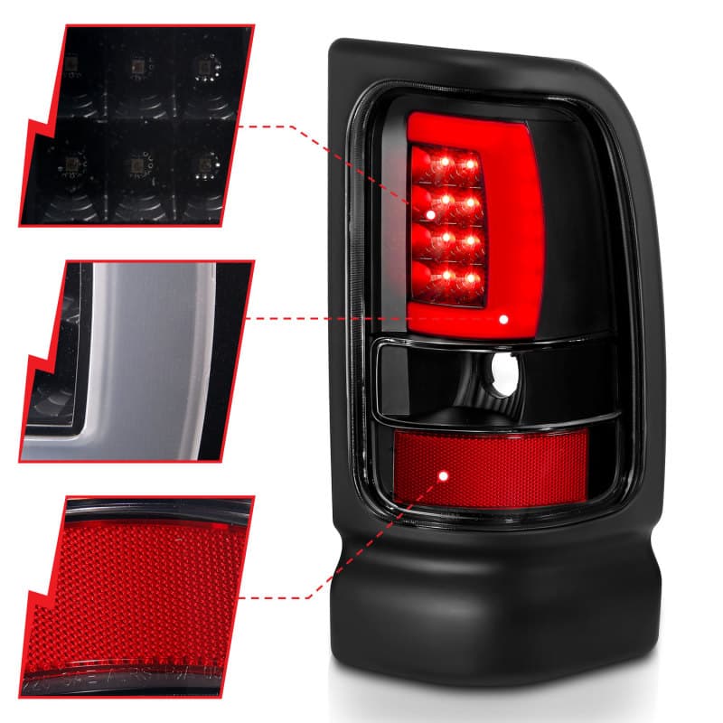 ANZO LED Taillight Assembly for Chevy C6 Clear Lens Black Housing Pair - Image 4