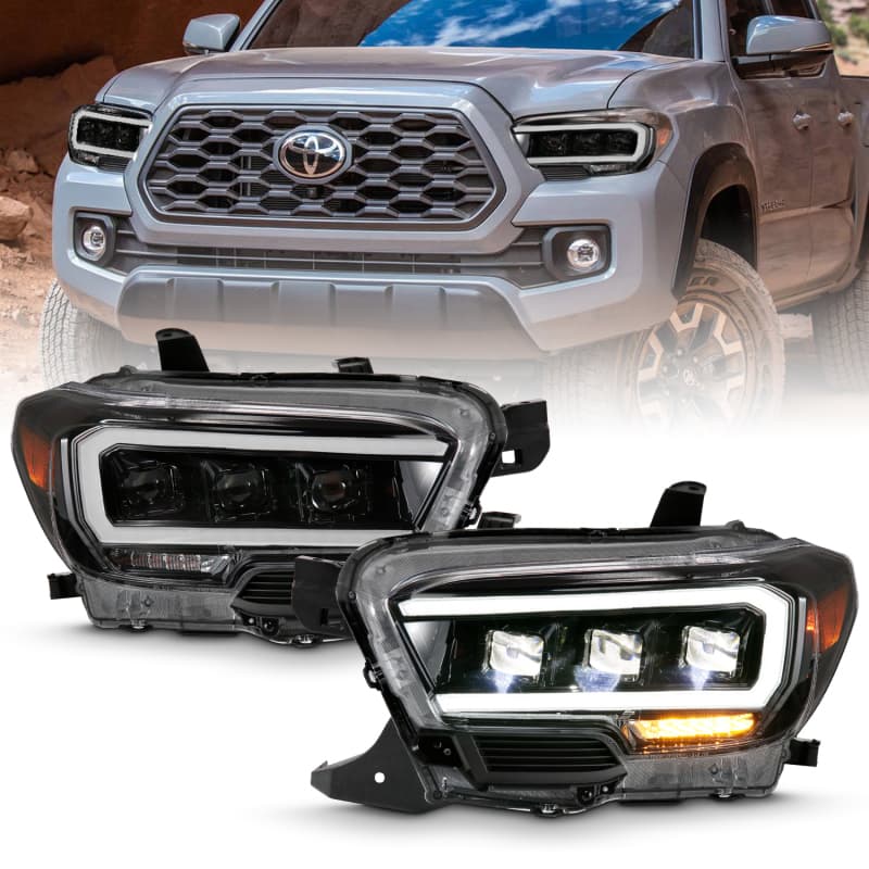 ANZO Projector Headlights for Chevy C6 Clear Lens Black Housing LED Pair