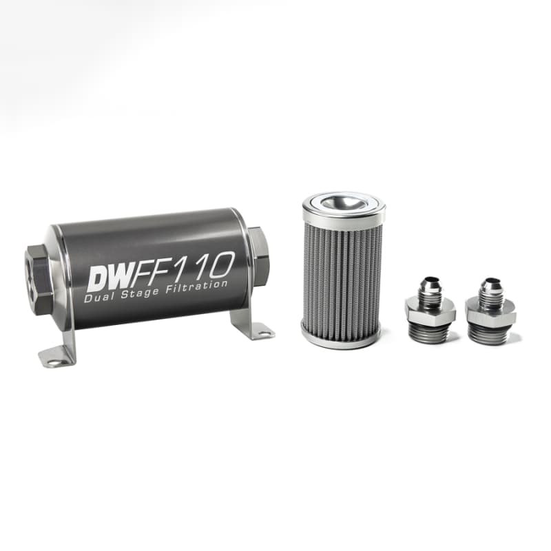 DeatschWerks Fuel Filter Kit 110mm Stainless Steel 100 Micron -6AN Universal