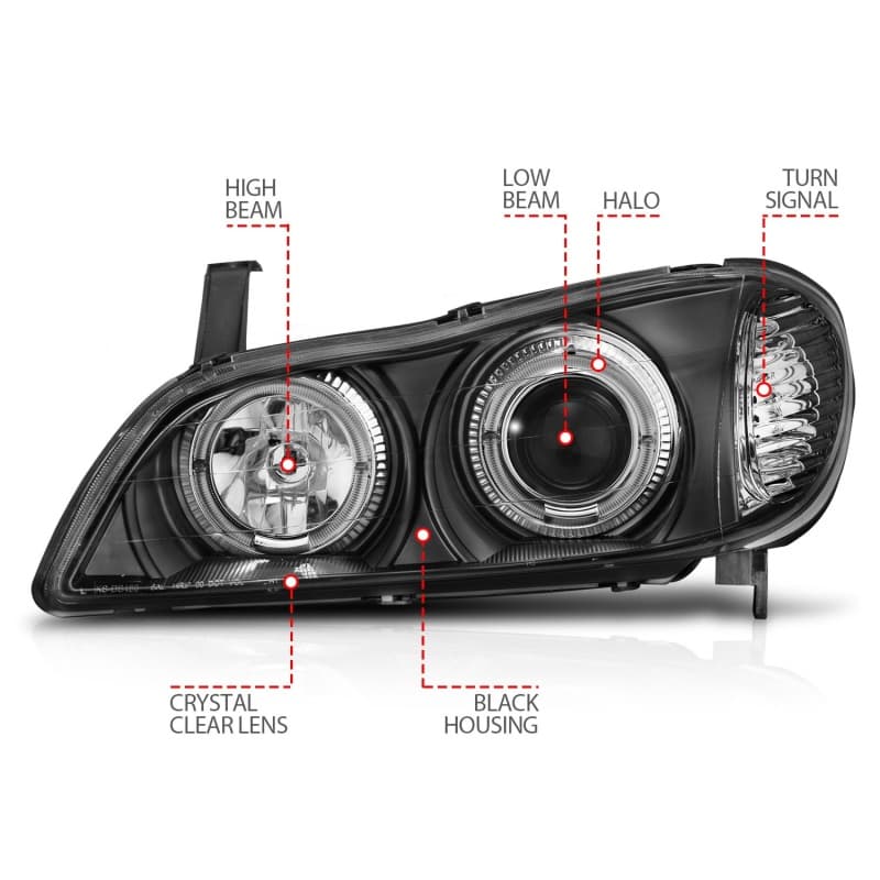 ANZO Projector Headlights for Non HID Models Pair Clear Lens Black Housing - Image 5