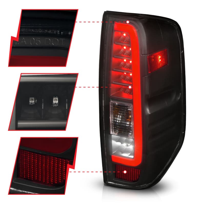 ANZO LED Taillight Assembly for Chevy C6 Clear Lens Black Housing Pair - Image 4
