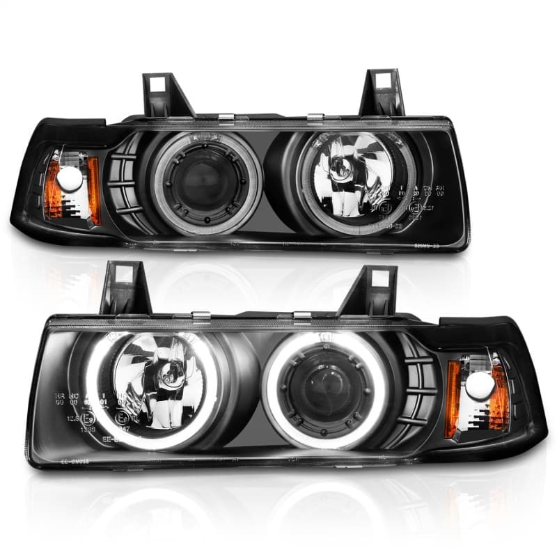 ANZO Projector Headlights for 4Dr Models Halo Clear Lens Black Housing Pair - Image 5