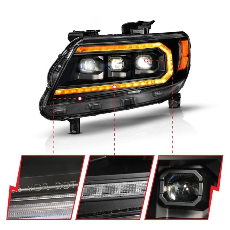 ANZO Projector Headlights for Chevy C6 Clear Lens Black Housing LED Pair - Image 3