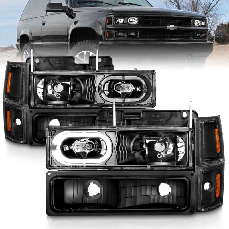 ANZO Crystal Headlights Clear Lens Black Housing Not for Sealed Beam