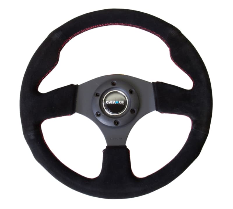 NRG Reinforced Steering Wheel 320mm Suede w/ Red Stitch