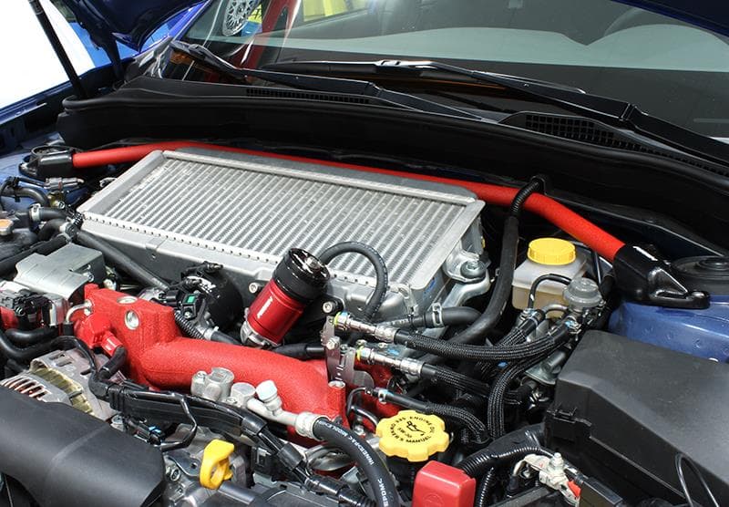 Perrin Performance Strut Brace for WRX/STI/Impreza/Forester/Crosstrek/Legacy Red - Image 4