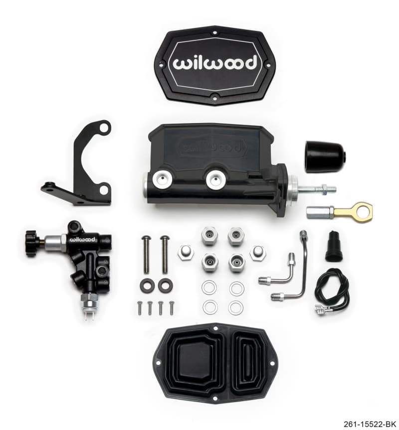 Wilwood Compact Tandem Master Cylinder for Mustang Pushrod 7/8in Bore Black