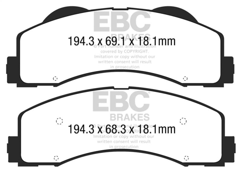 EBC Extra Duty Brake Pad Set for Heavy Duty Use High Friction ECO Tech - Image 2