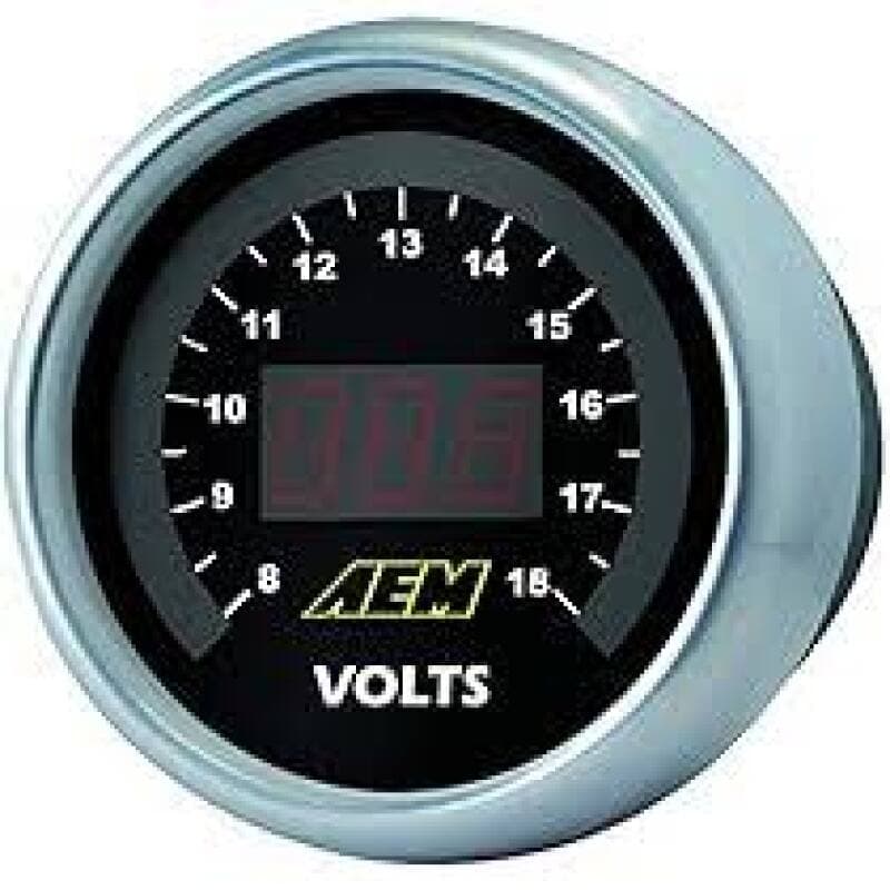 AEM Digital Voltmeter Gauge 8-18V with LED Needle Display - Image 3