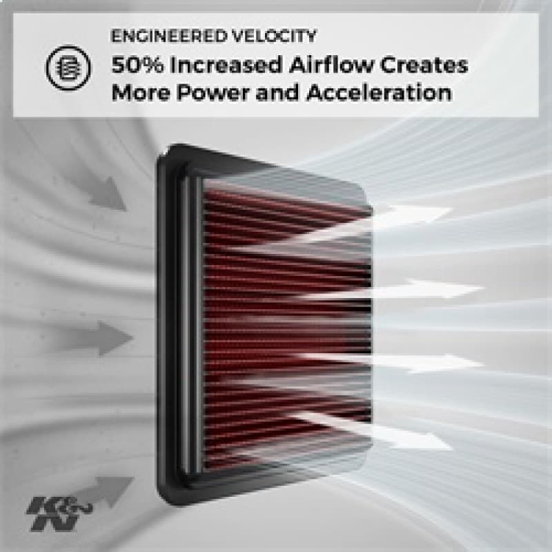 K&N Engineering Drop-In High-Flow Air Filter Washable Reusable - Image 3