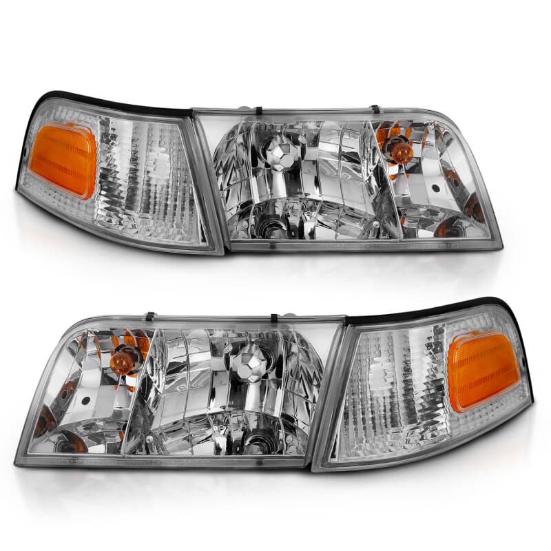ANZO Crystal Headlights Set for Chevy C6 Clear Lens Black Housing Pair - Image 2