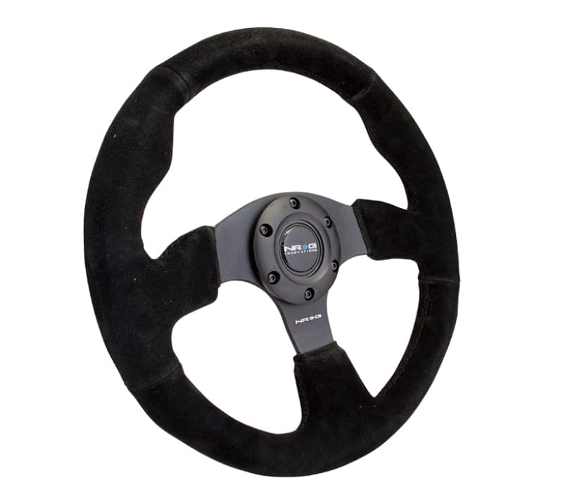 NRG Reinforced Steering Wheel 320mm Suede Black Stitch - Image 2