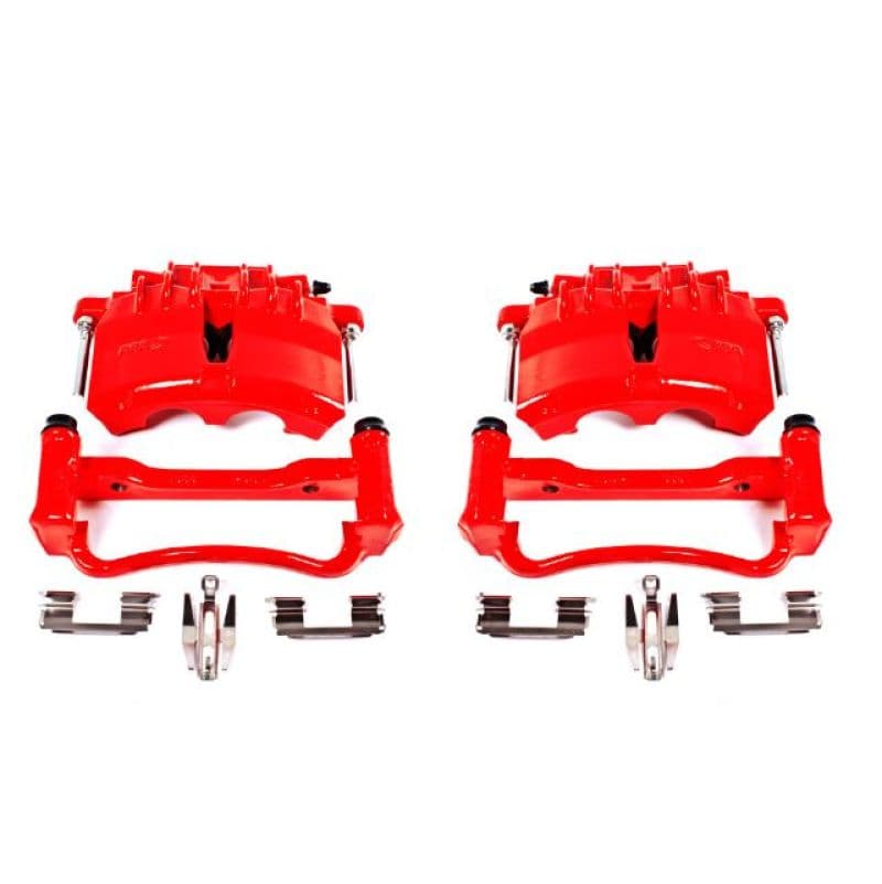 PowerStop Brake Calipers Pair Powder Coated Red High-Temp Durable Finish