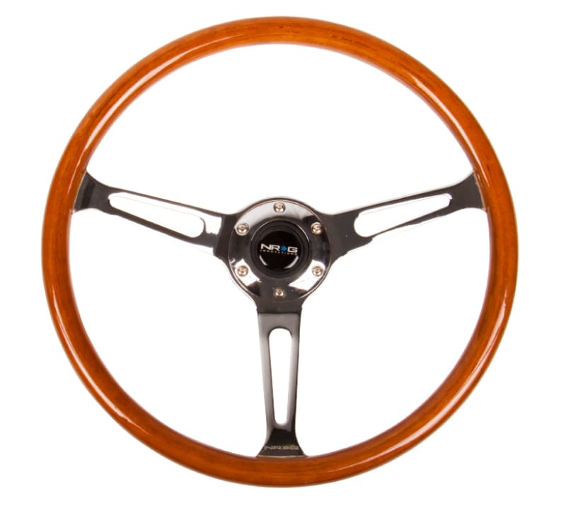 NRG Steering Wheel 360mm for Classic Wood Grain Reinforced 3-Spoke Chrome