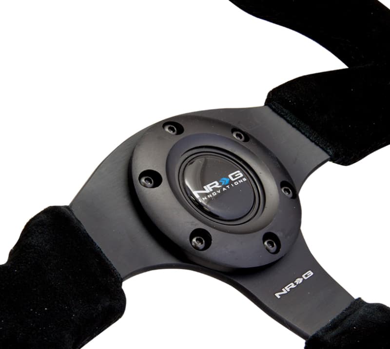 NRG Reinforced Steering Wheel 320mm Suede Black Stitch - Image 3