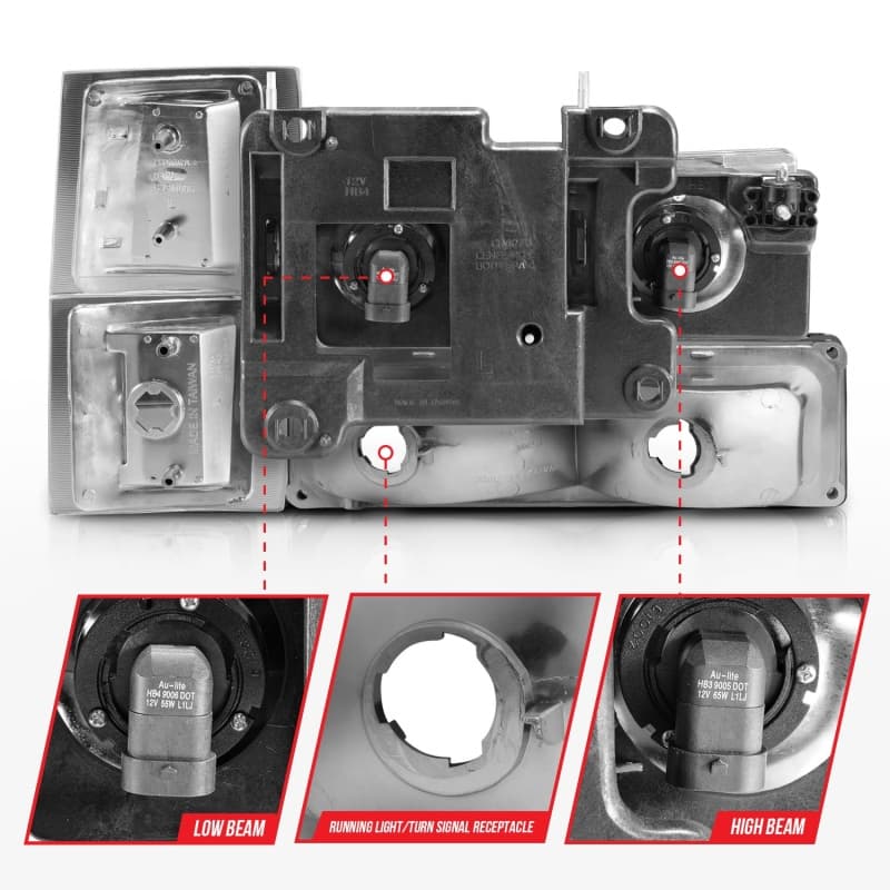 ANZO Crystal Headlights Set for Chevy C6 Clear Lens Black Housing 2 pc - Image 5