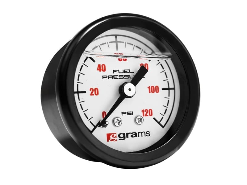 Grams Performance Fuel Pressure Gauge 0-120 PSI Glycerin Filled Matte Black S...